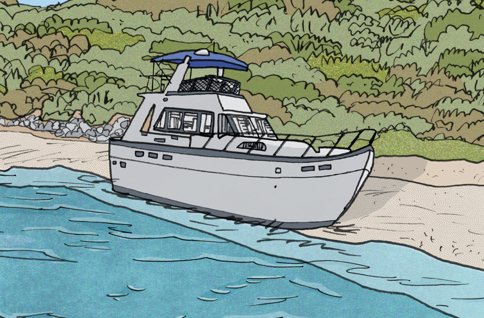 Daniel Zalkus' illustration of an abandoned boat