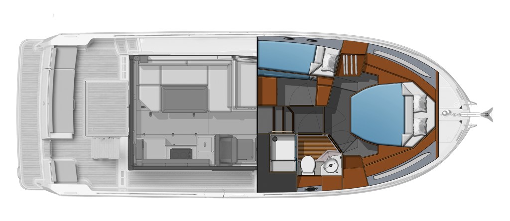 Beneteau Swift Trawler 37 layout diagram.